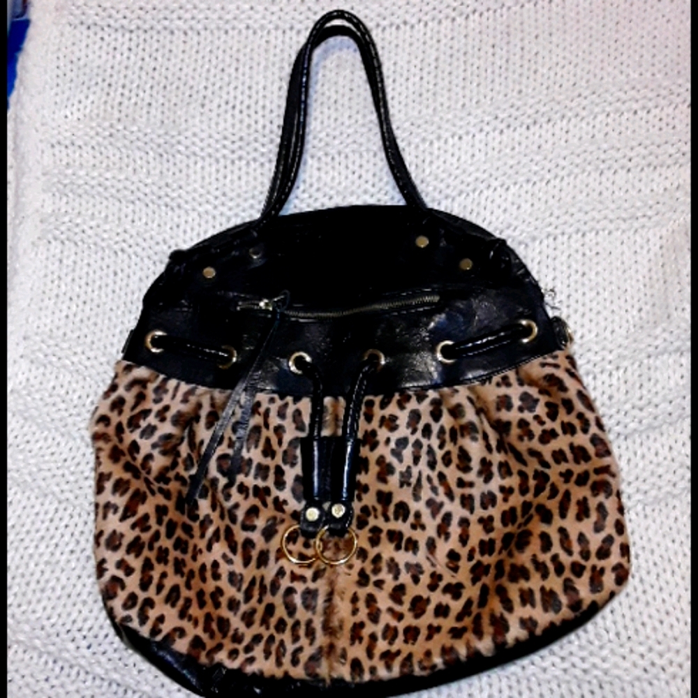 Cheetah print leather purse
